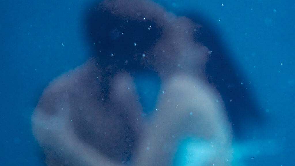 pareja besándose bajo el agua